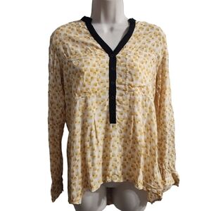 ANTHROPOLOGIE VANESSA VIRGINIA Sunburst Print Blouse Yellow Size 2